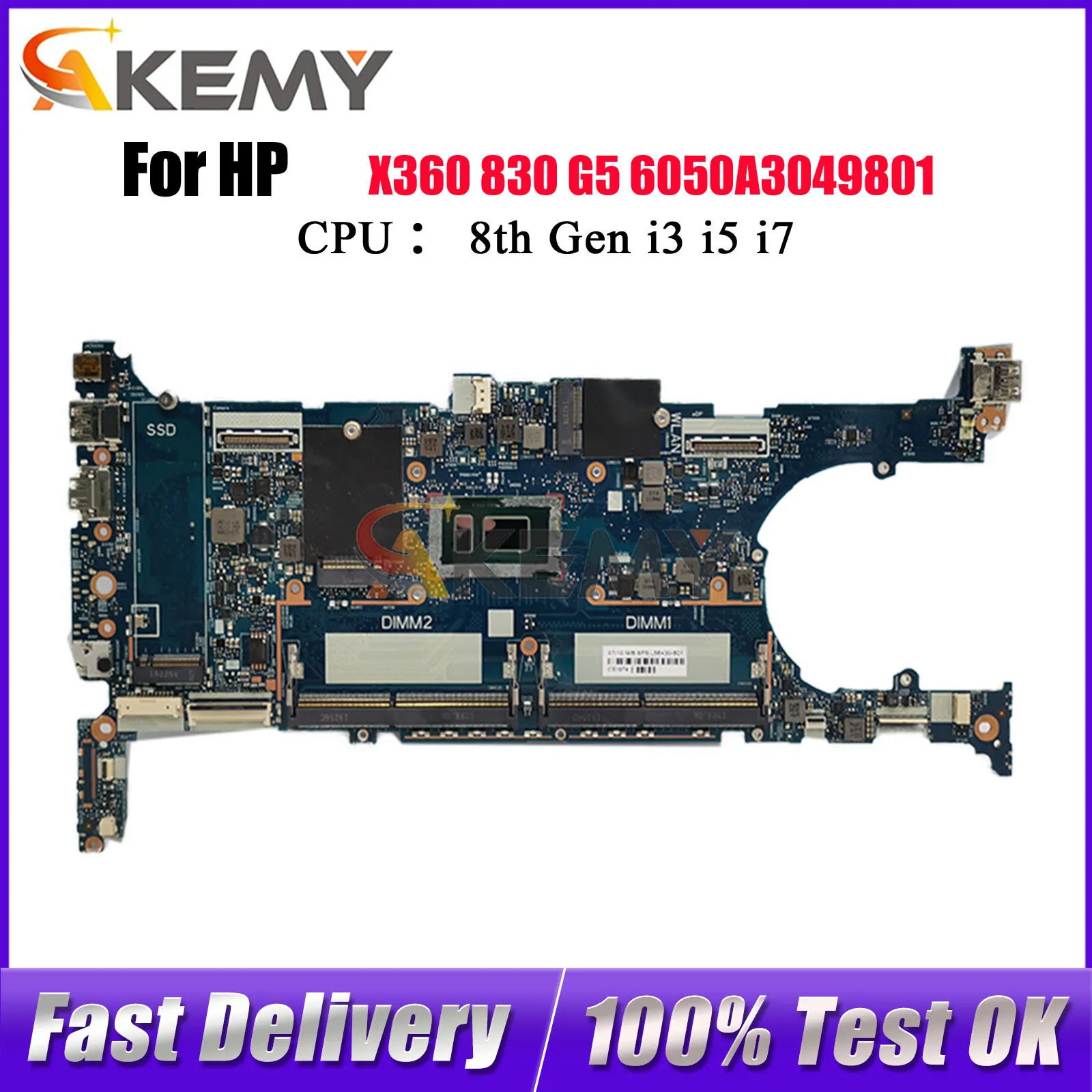 

6050A3049801 для ноутбука HP EliteBook X360 830 G5, материнская плата с процессором i3 i5 i7 8-го поколения L56431-601 L56432-601, 100% полностью протестировано