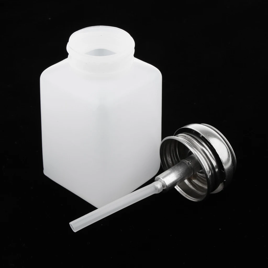 Pump Bottle Press Dispenser Stainless Steel Anti-reflux Bottle Set for Nail Water Sticker Alcohol Makeup Cleaning