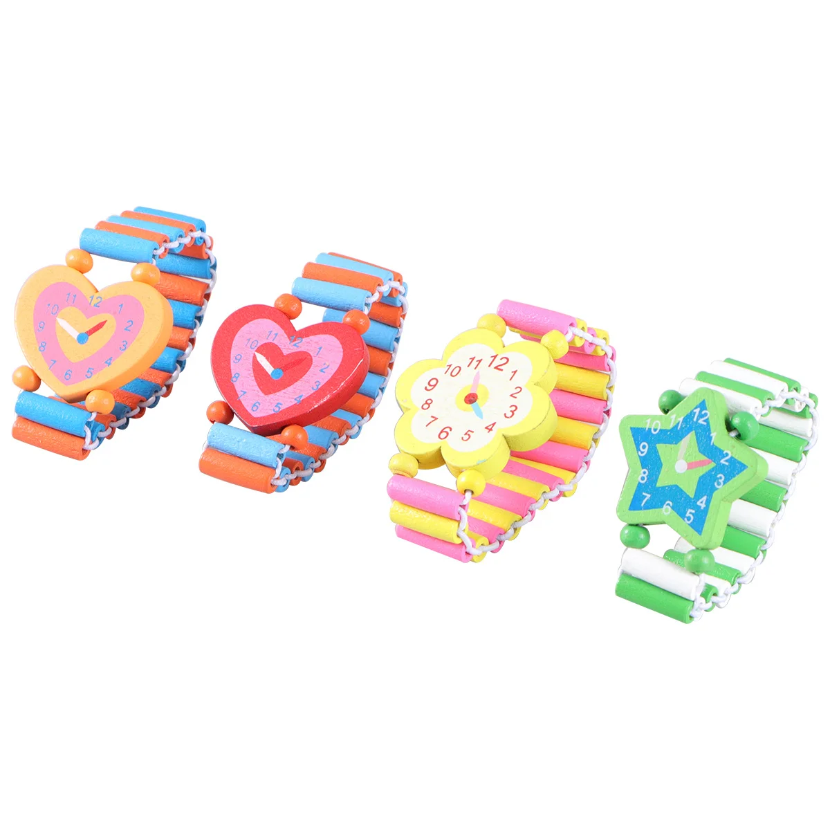 5 stuks houten kinderpolshorloge cartoon ontwerp elastische band comfortabel horloge voor verjaardagsfeestje babyshower gunsten creatief