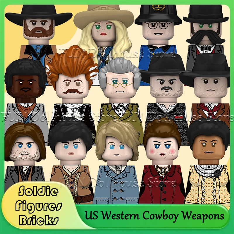 Blocos de Montar Militares do Oeste Americano: Figuras de Soldados do Exército, Acessórios, Armas de Xerife do Velho Oeste, Tijolos de Modelo DIY, Brinquedo Infantil