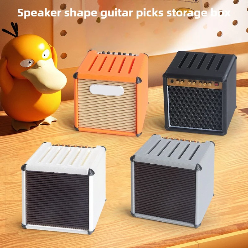 1-10PCS 3D Printed Guitar Pick Holder Mini Speaker Decor and Ukulele Accessory Storage Box Creative Music Toy for Musicians