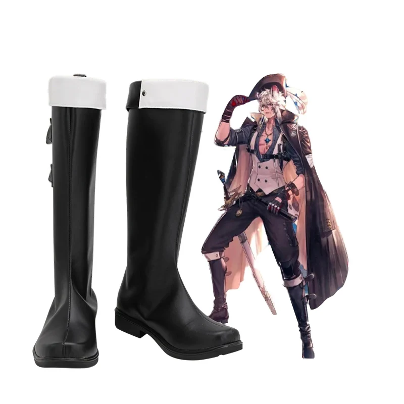 Arknights Silverash SKm01 zapatos negros de piel de verano, botas largas de cuero para Cosplay, accesorios de fiesta de Carnaval de Halloween, hechos a medida