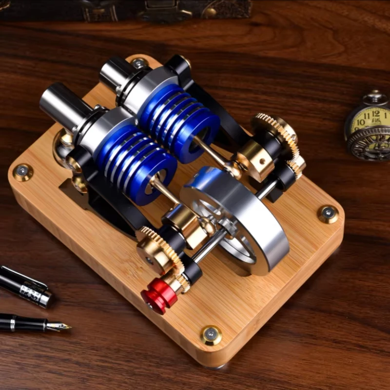 

Модель двухцилиндрового поршневого двигателя Стирлинга на воздушной энергии, из сплава, с электродвигателем, подарочная модель двигателя