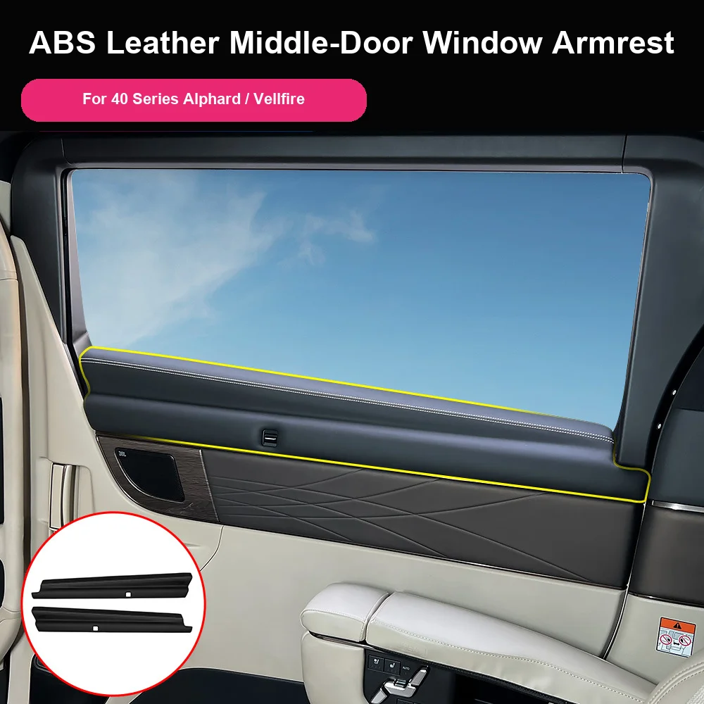 Car Sliding Door Window Armrest Covers for Toyota Alphard Vellfire 40 Series ABS Wrapped Surface Interior Protectors Black 2pcs