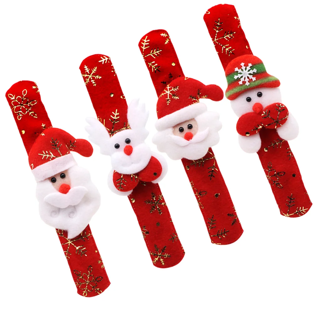 Cartoon 3D Santa Claus Snowman Elk Slap Bracelet Snowflake Gold Stamping Wristband For Kids Boys Girls Adults Christmas Party Su