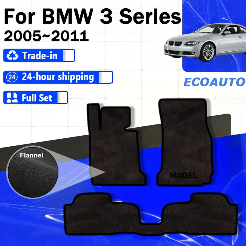 

ECOAUTO Flannel For BMW 3 Series E92 Coupe 2005~2011 Car Floor Mats Rugs Panel Footpads Carpet Cover Cape Foot Pads Stickers Aut
