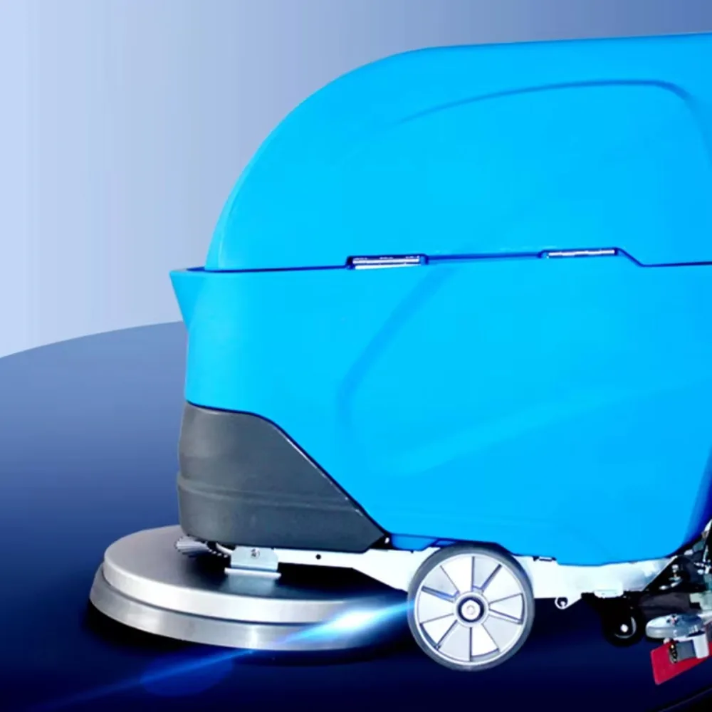 Mini Industrial Walk Behind Floor Scrubber, Blue Electric Battery Wet Dry Cleaning Machine, New Design Efficient Wash Equipment view 3
