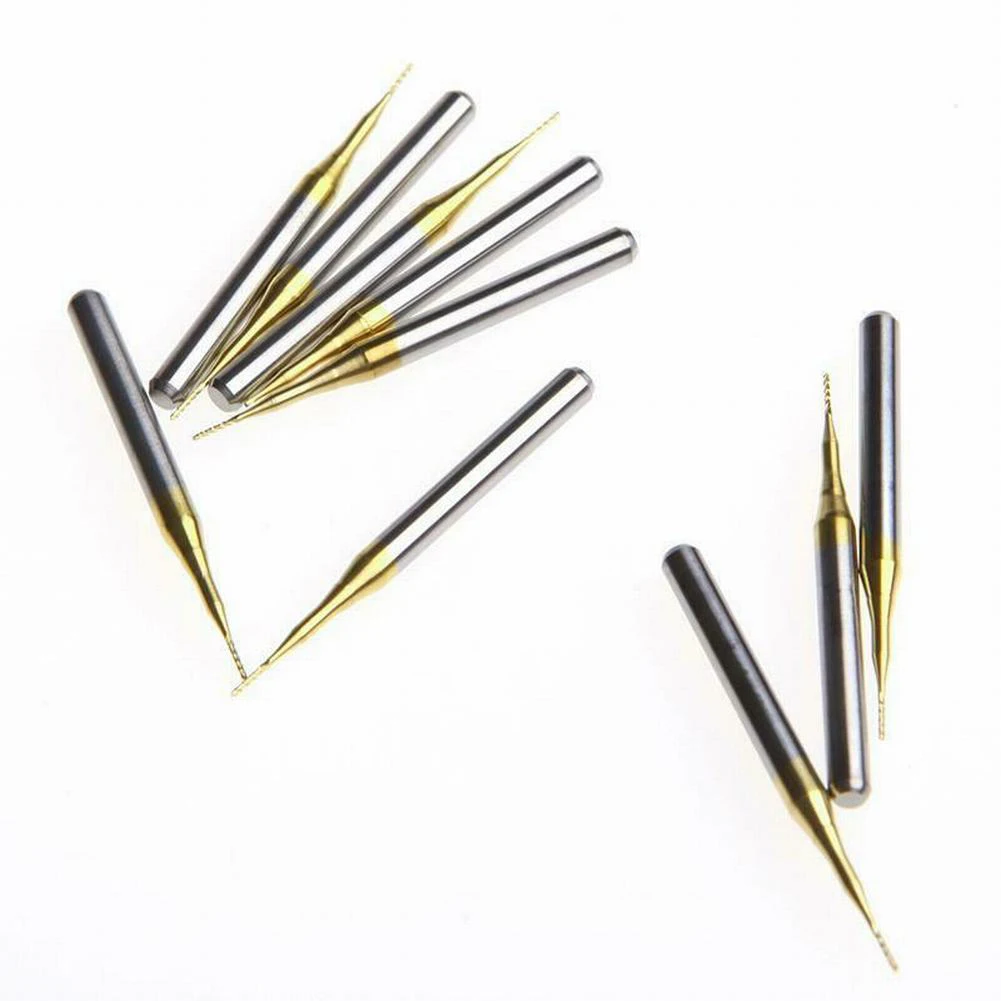10Pcs Coat Carbide Milling Cutter 3.175x0.5mm End Mill Engraving Bits CNC Cutters Set Plating CNC Metalworking