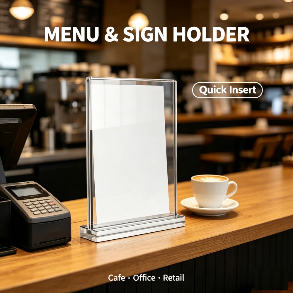 Transparent Acrylic Desktop Display Stand A4 A5 Vertical Horizontal Sign Holder Menu Price Card Photo Frame for Retail Office