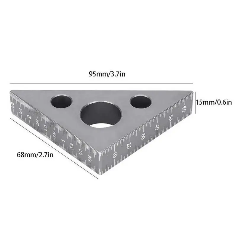 1Pc Right Angle Ruler Triangle Aluminum Alloy 45 90 Degree Frosted Woodworking Gauge Tool