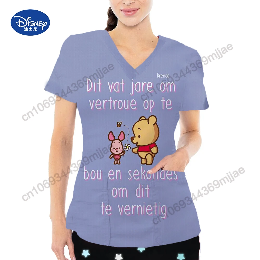 

Disney Pocket V-Neck Comfort Aesthetic Clothing Women Top Y2k Tops Traf 2023 Woman Women's Tee Shirt Womens Tops and Blouses Yk2