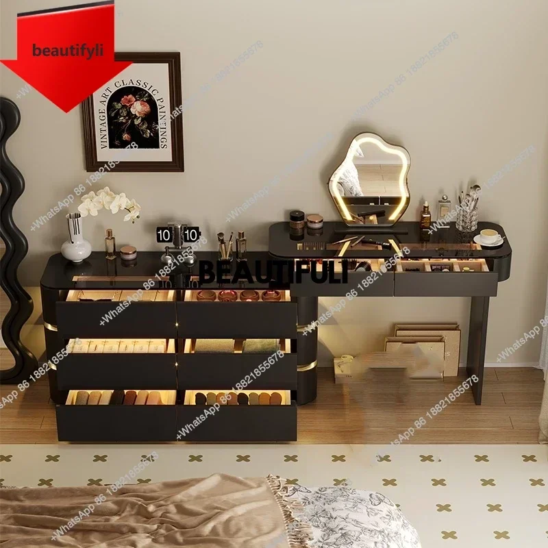 

Q181 Bedroom Led Modern Vanity Tables Black Nordic Large Luxury Seating Vanity Tables Unique Compact Schmink Tisch Home Furnitur