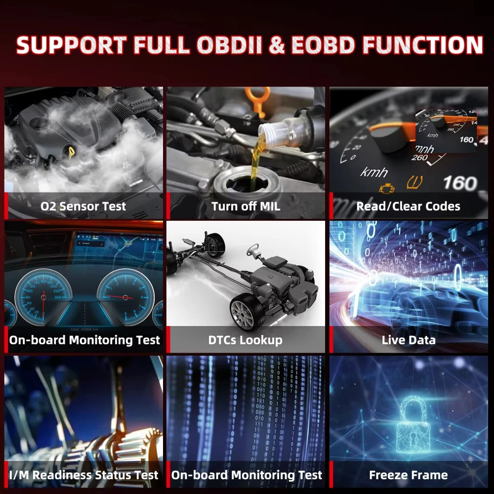 Bluetooth OBD2 Scanner with Code Reader All System Car Scan 6 Reset Turn Off Engine Light Auto Diagnostic Tools THINKSAFE