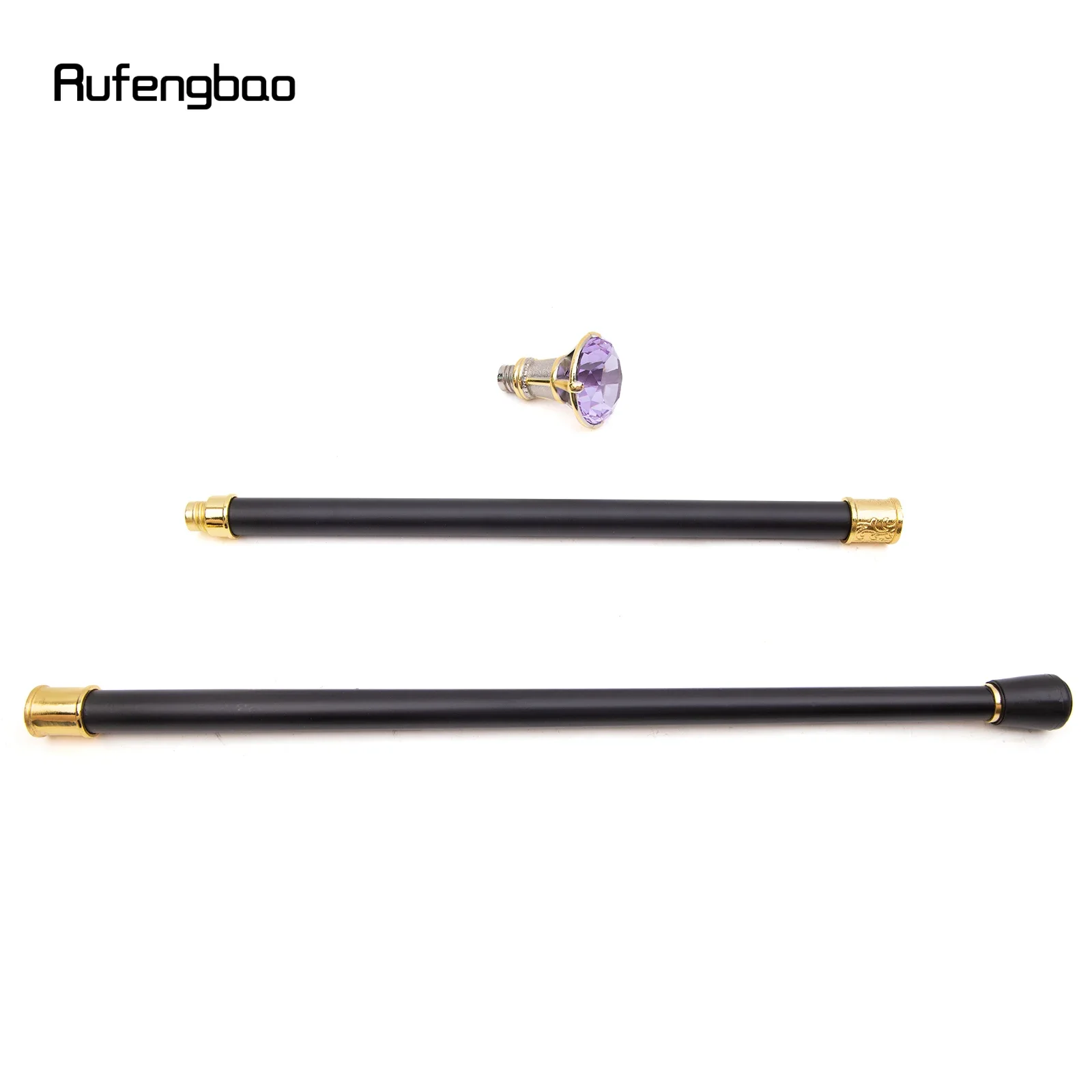 Light Purple Diamond Type Golden White Walking Cane Fashion Decorative Stick Gentleman Elegant Cosplay Cane Knob Crosier 90cm