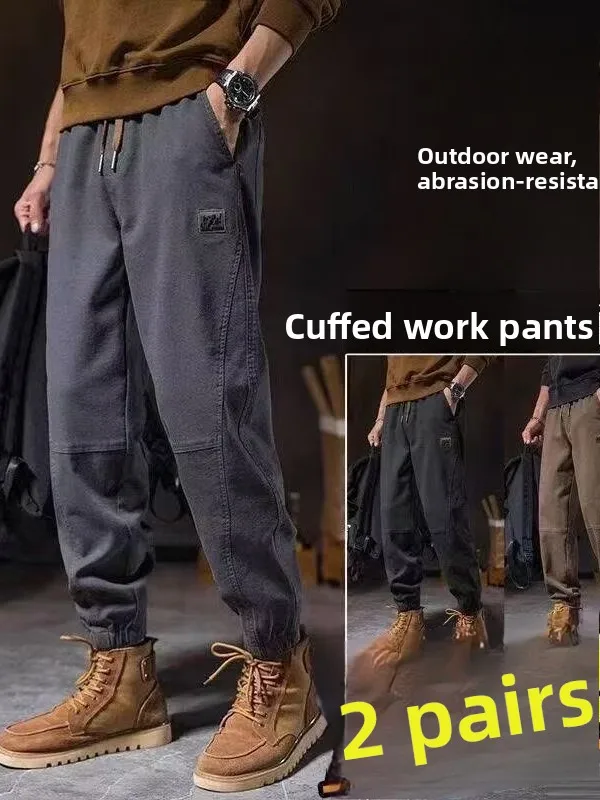 Men's Workwear Pants Casual Loose Fit Sports Style Autumn New Trendy Big Size Cargo Trousers Anti-Wrinkle Wear Resistant
