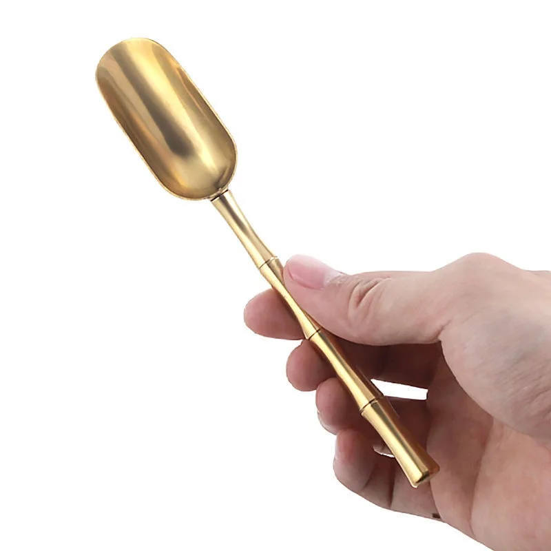 Brass Copper Dinnerware Set Spoon Tea Spoon Dessert Coffee Ice Cream Spoons Kitchen Accessories Bar Tools New Bamboo Creative