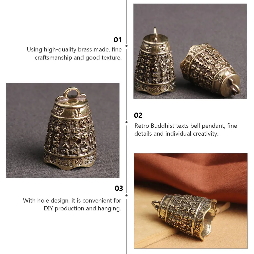 

2pcs Retro Bell Keychain Chic Diy Small Brass Crafts Vintage Creative Keyring Exquisite Durable Bell Diy Copper