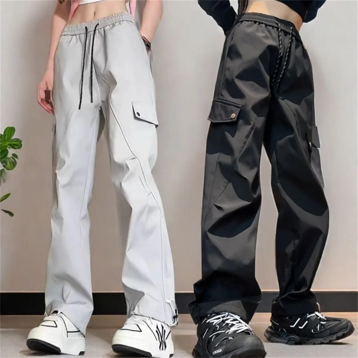 

2025 Spring And Summer Men's Thin Solid Color Large Pockets Work Pants Fashion Loose And Versatile Straight Casual Pants