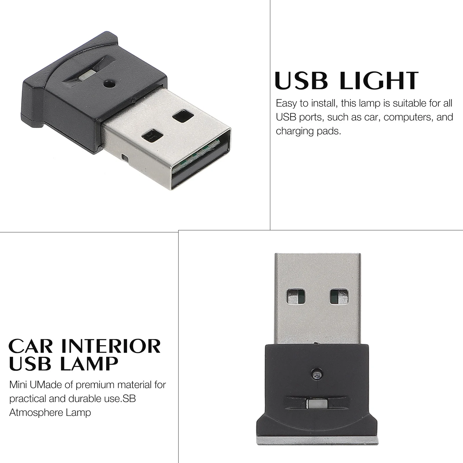 

High Brightness USB Light Car Interior Mini Atmosphere Lamp Plug Play LED Soft Light for Cars Notebooks Portable