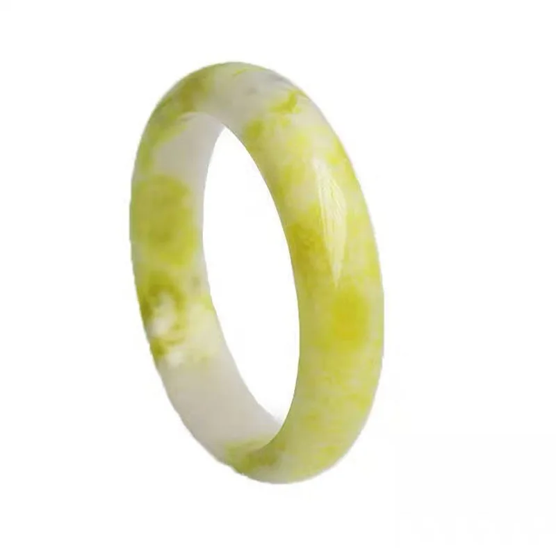 Lantian Jade Bracelet Yellow and White Flowers Lantian Jade Women's Bracelet