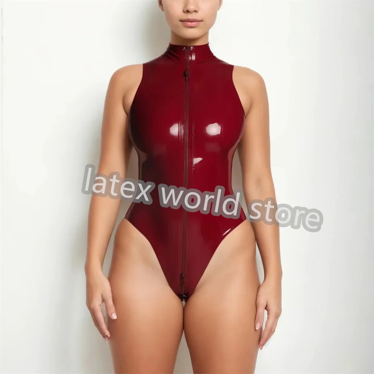 

Женский латексный купальник с молнией спереди, облегающая резиновая рубашка, костюм для Хэллоуина и косплея