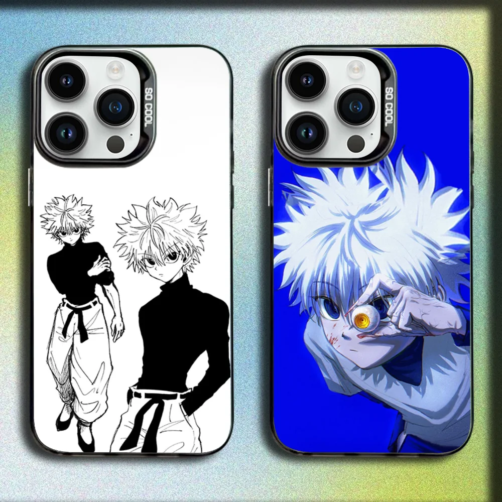 

Anime H-Hunter Hunter Killua Phone Case For iPhone 16,15,14,13,12,11,Mini,Pro,SE,MAX Gray Matte Silicone Black Cover
