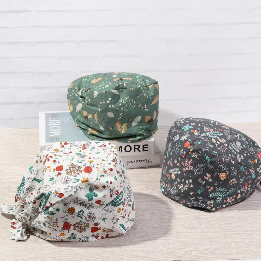 

Головной убор с повязкой для защиты, круглая хирургическая шапочка-скраб, однотонные хлопковые шапки, пышная шапка