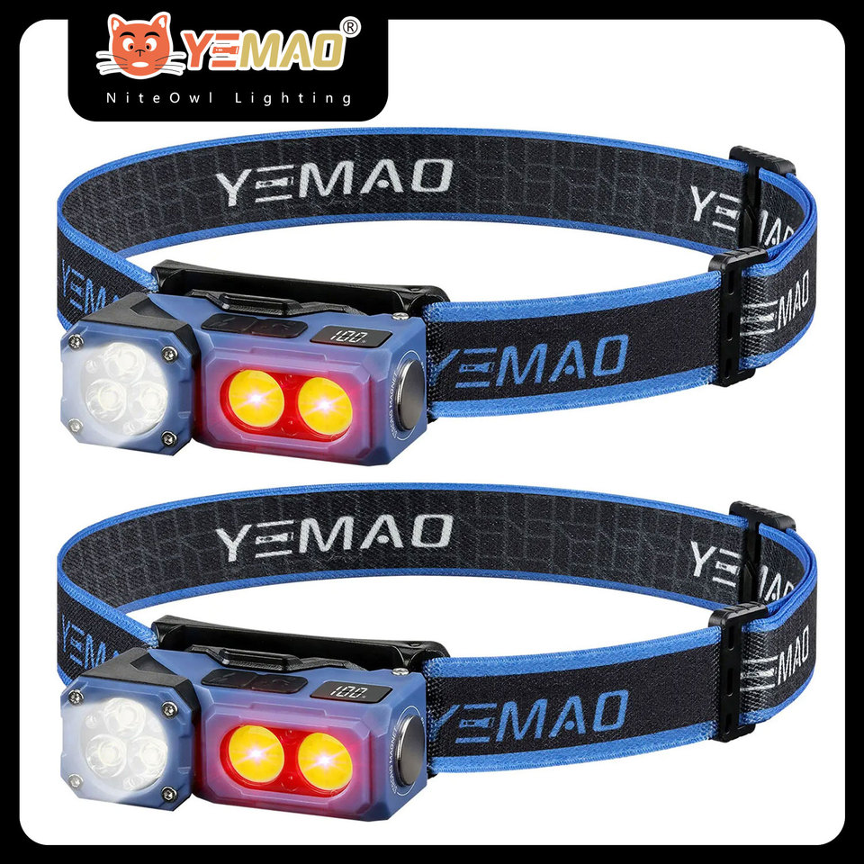  YEMAO 500LM USB Rechargeable Headlamp LED Headlamps Waterproof Flashlight Headlight Camping Running Cycling Fishing Head Lantern 