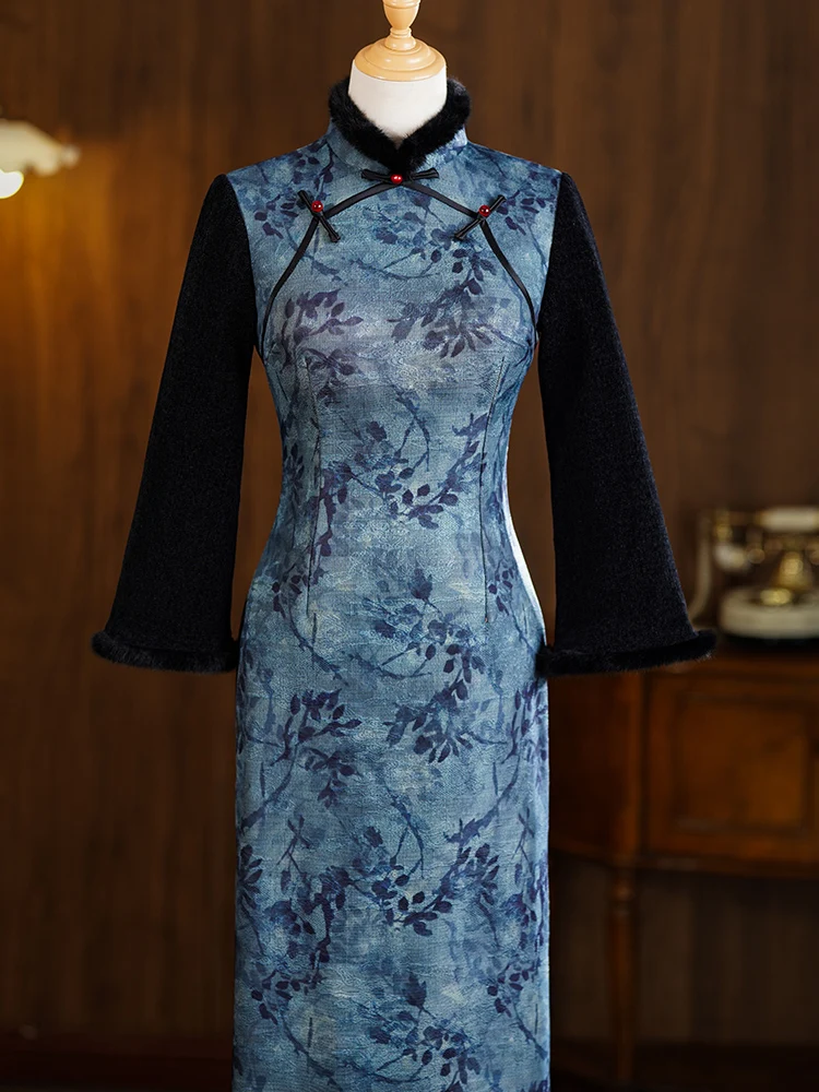 stunning-winter-young-sle-long-sve-fce-lined-thiened-daily-dr-vintage-wind-middle-length-qipao-for-women