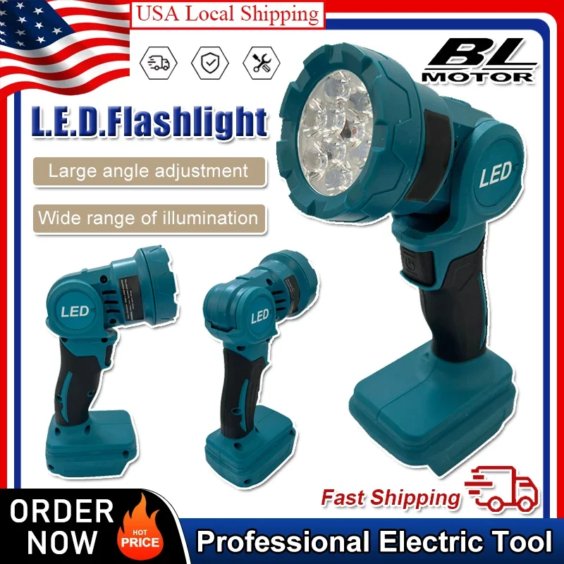 

Подходит для Makita, беспроводной светодиодный рабочий фонарь, перезаряжаемый фонарик, аккумулятор 18 В, электроинструменты, домашний и уличный ночной прожектор, инструмент