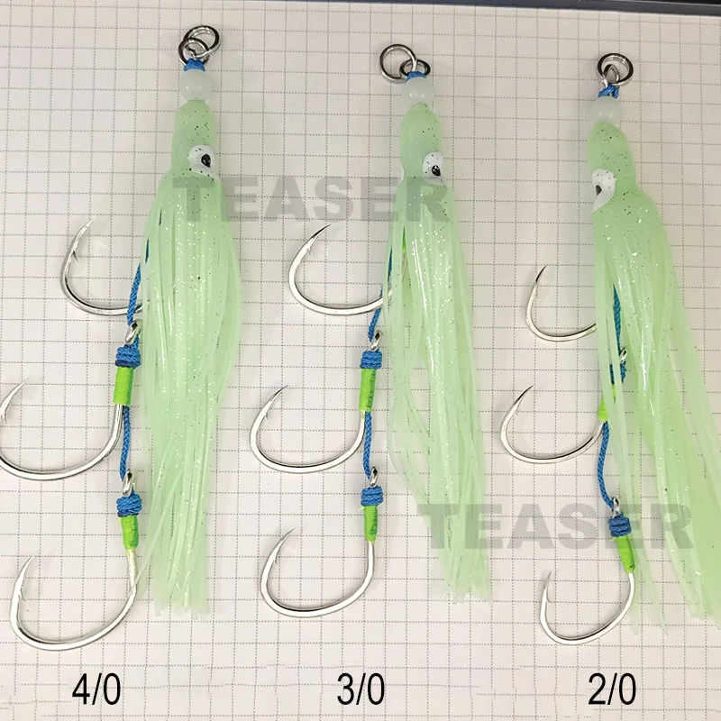 TEASER HK012/HK025 Inchiku Triple Jigging Hook Saltwater Octopus Squid Luminous Snapper Sea Fishing Assist Jigs Hooks Soft Bait image 3