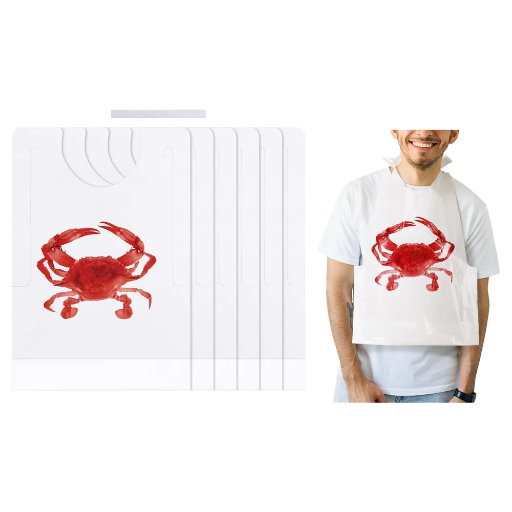 100 Uds. Baberos de langosta, Baberos de cangrejo, babero desechable para fiesta de cangrejo para adultos para mariscos, cangrejos, hervir mariscos, suministros para fiestas