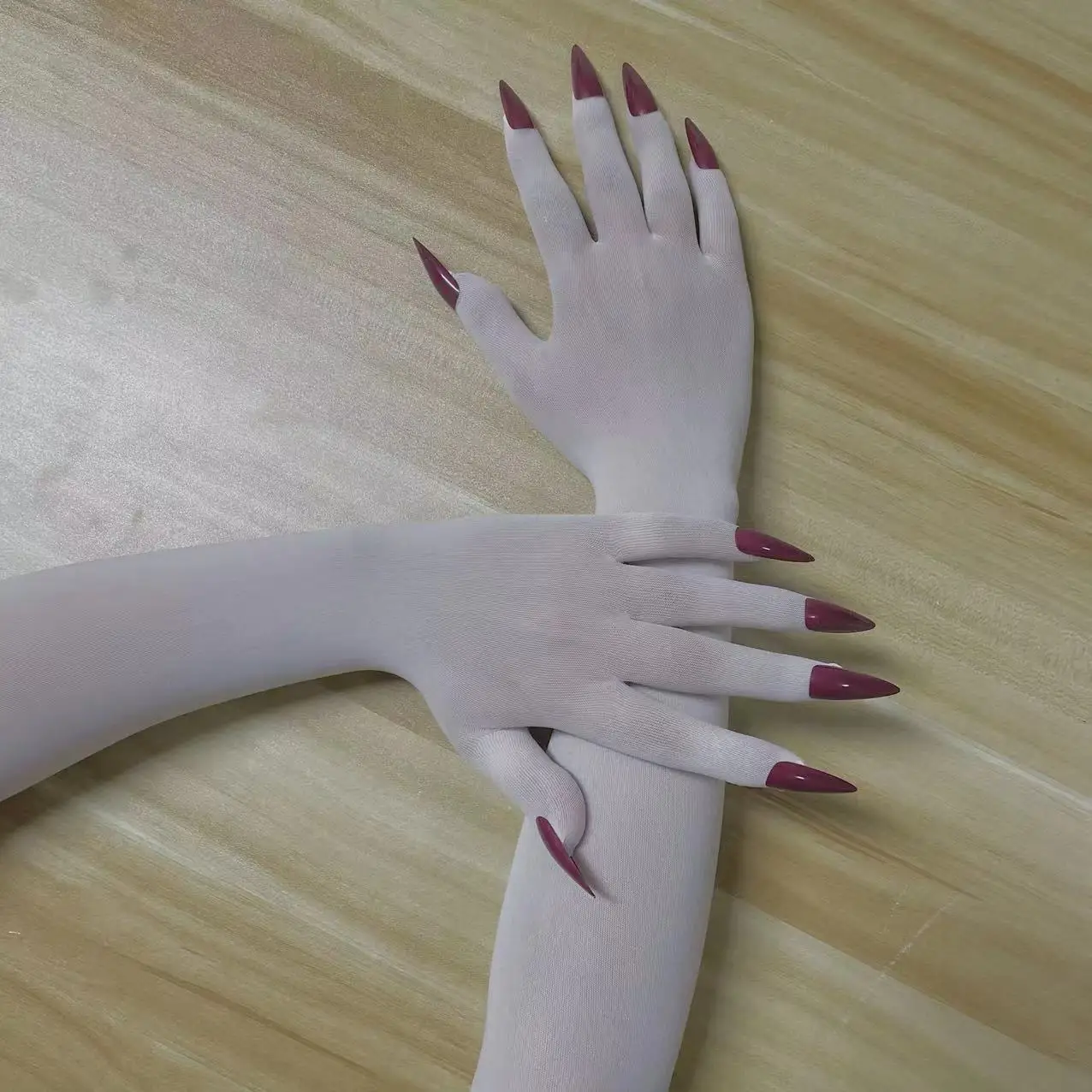 1 쌍 만찬 얇은 통기성 남성 여성 선 스크린 스타킹 긴 장갑 네일 아트 페티쉬 크로스 드레싱 의상 남성용