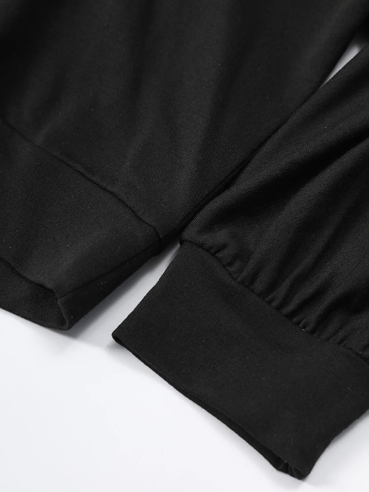 [EAM] Black Grid Hollow Out Big Size Casual Sweatshirt New Hooded Long Sleeve Women Fashion Tide Spring Autumn 2026 CPG6782