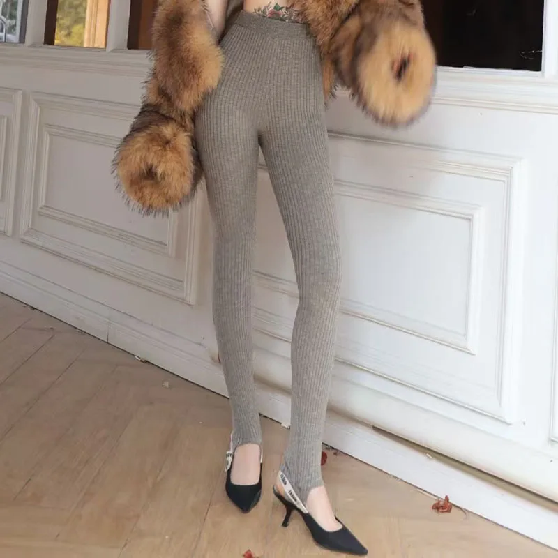 Women's Custom-Dyed Knit Elastic Leggings, Fashionable Sexy Slimming Stretch Base Layer Pants, High-Quality Trousers, 2026 y2k