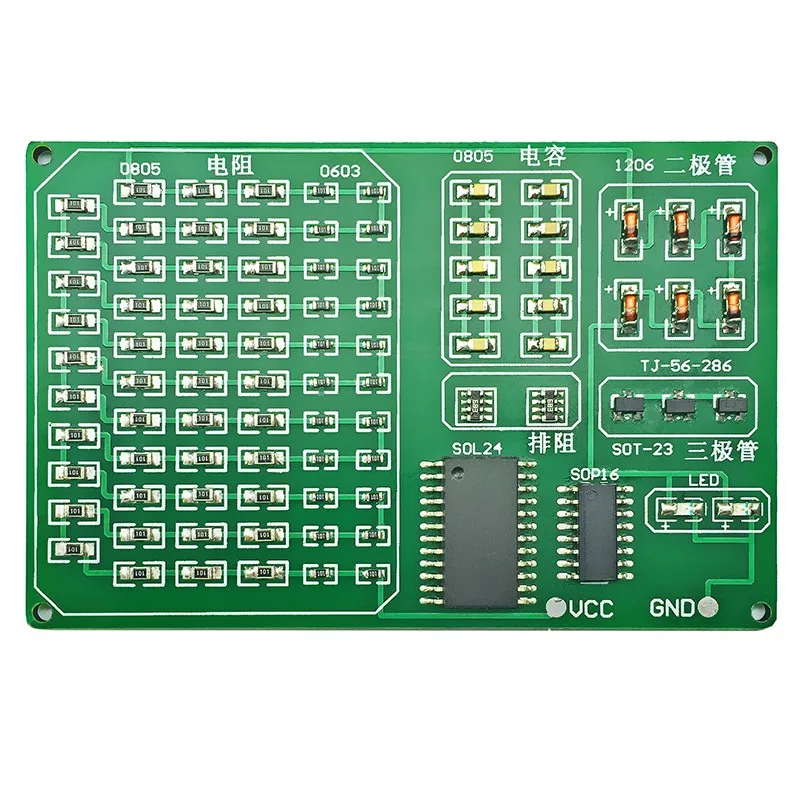 SMD Component Welding Practice DIY Electronic Kit with 8 Categories 90 SMD Components Double Sided Printed Circuit Board
