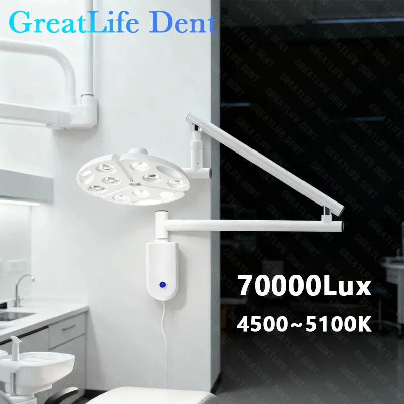 GreatLife Dent 90W LEDs 70000Lux Micro Plastic Surgery Ceiling Wall-Mounted Medical Examination Shadowless Lamp Pet Vet Lights