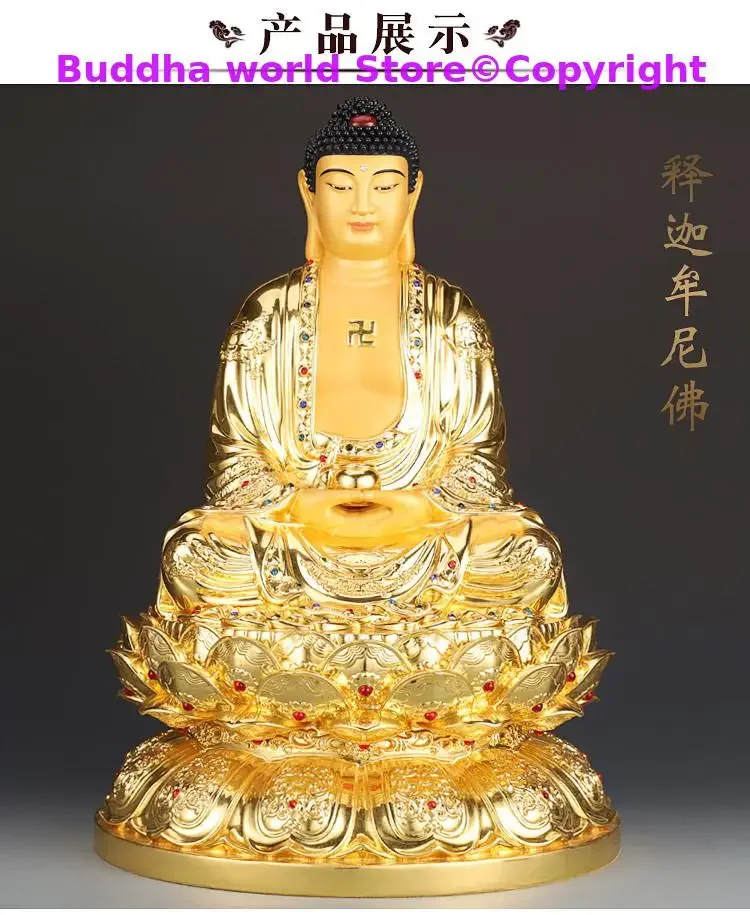 Southeast Asia High grade buddha statue HOME Company Effective blessing safety healthy Good luck gold gilding Sakyamuni Worship