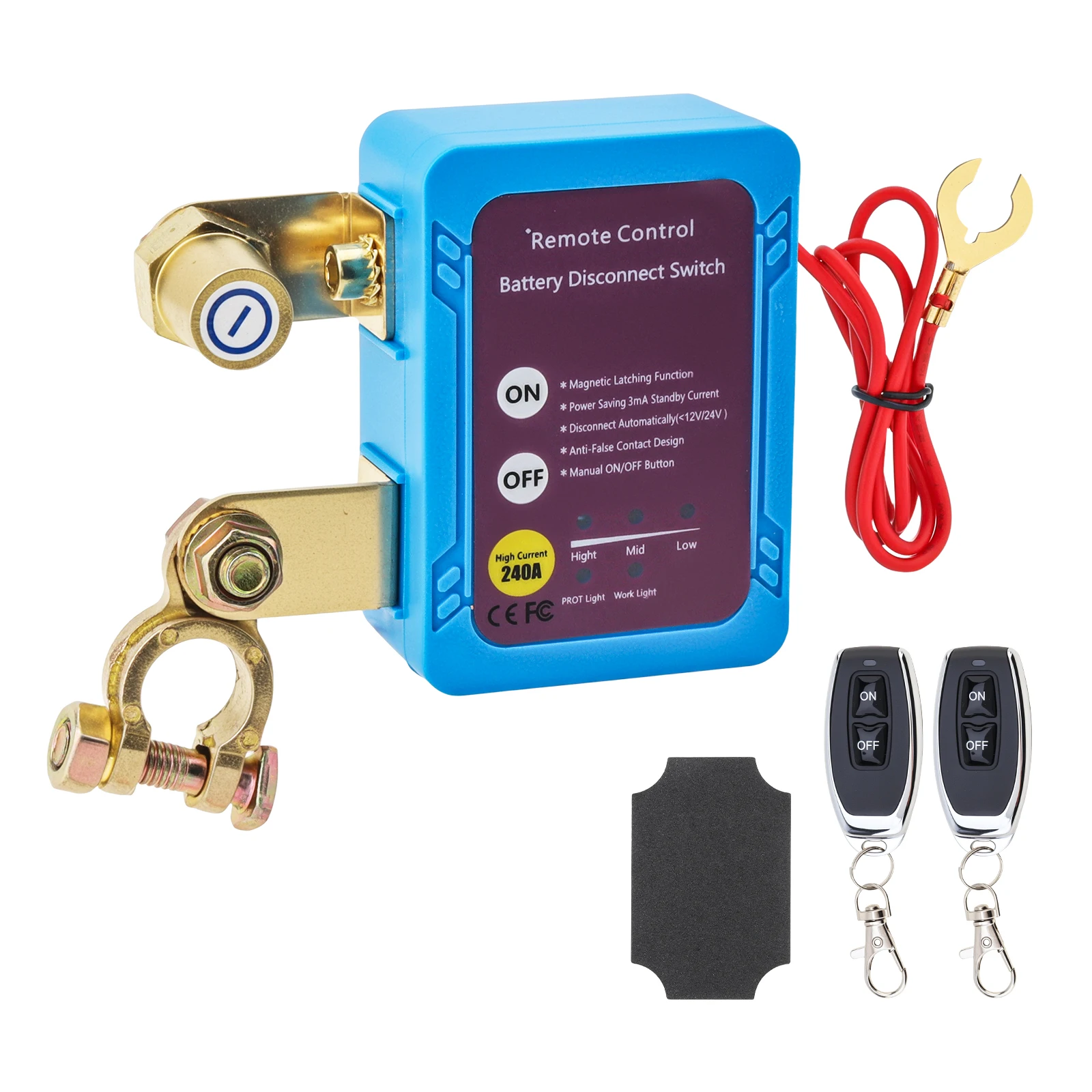 

12V 240A Battery Kill Switch Remote Battery Disconnect Switch for Auto Car RV ATV Truck Boat Automatic Cut Shut Off Switch