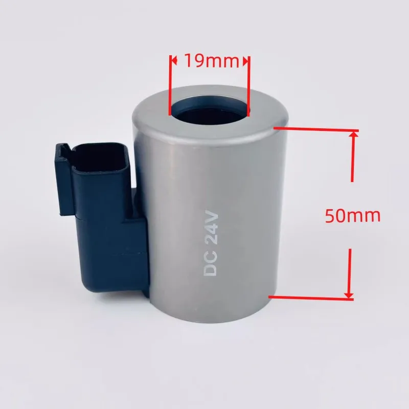 XCMG Sanyi Excavator Parts Solenoid Valve Coil Inner diameter19mm, Height 50mm Waterproof Type, Two-pin Connector