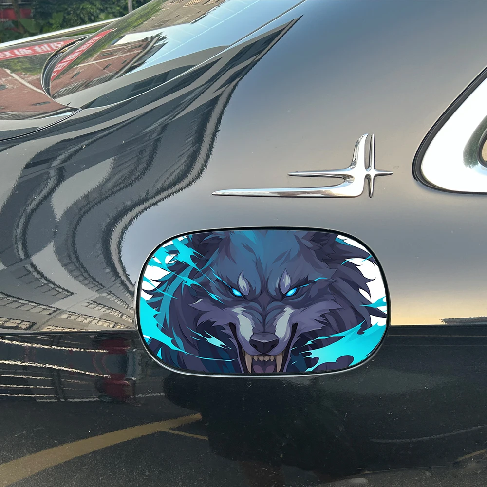 Anime Roaring Wolf Car Fuel Cap Sticker PET Wear-resistant UVProof Vehicle Side Door Customized Modification Exterior Auto Decal view 6