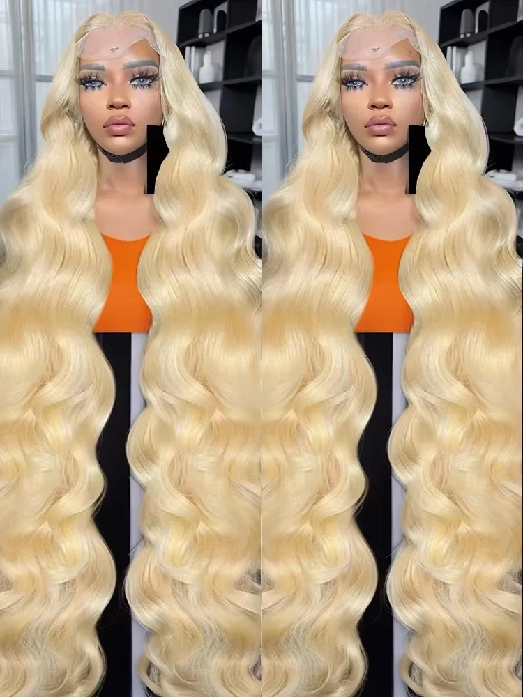 

250% High Density Body Wave 30 40inch 613 Blonde 13x6 Hd Lace Frontal Human Hair Wig Brazilian Color Water Wave Wig For Women