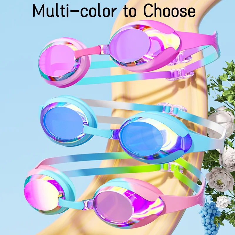 Kids Swimming Goggles Anti-fog Waterproof HD View Children Swim Goggles for Boys and Girls Electroplate and Clear Lens to Choose