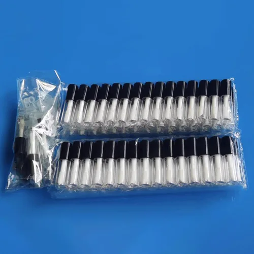 50/100/200 Uds negro azul plata oro rosa brillo de labios tubo cosmético con tapa botella de lápiz labial vacío contenedor de muestra de brillo de labios