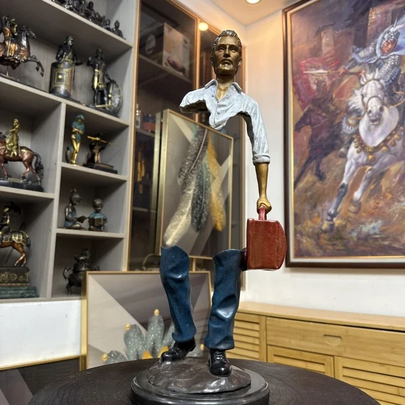 Pure copper traveler figure bronze statue ornament home gift ornament