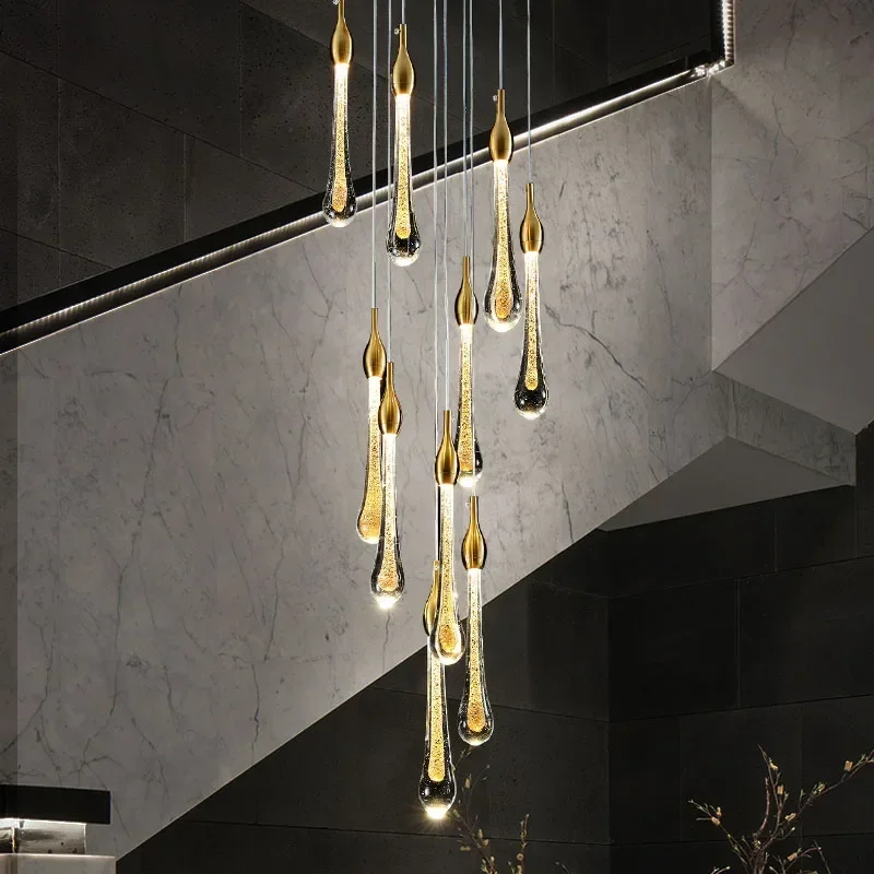 Nordic LED Luxury Crystal Chandeliers Water Drop Lamps Bedroom Bedside Modern Simple Bar Decorative Chandelier Lighting