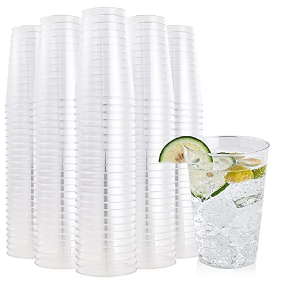 

200 Pack 12 oz, Disposable Cups Reusable Plastic Tumblers, Heavy-duty 12 oz Clear Cups Tumblers for Party, Thanksgiving, Hallow