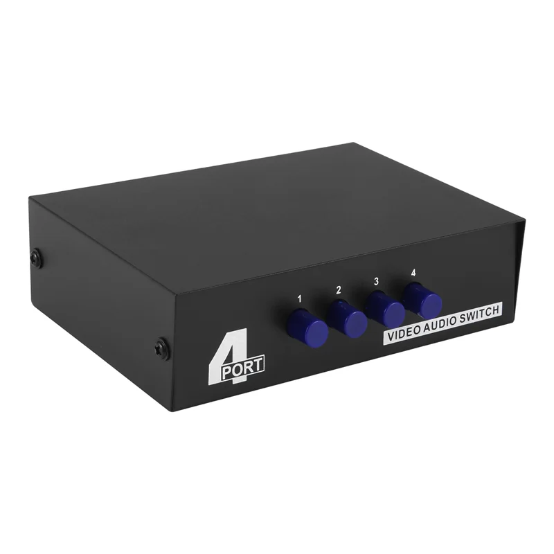 

Excellent-4 Port AV Switch RCA Switcher 4 In 1 Out Composite Video L/R Audio Selector Box For DVD STB Game Consoles