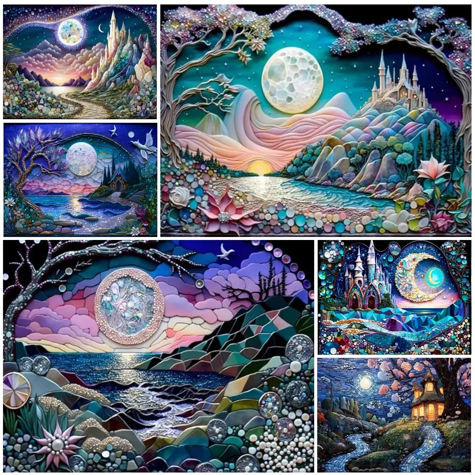 Cartoon Magic Landscape 5D Diy Diamond Painting Fantasy Seascape Full Rhinestone Embroidery Cross Stitch Kit Home Decor AS4651