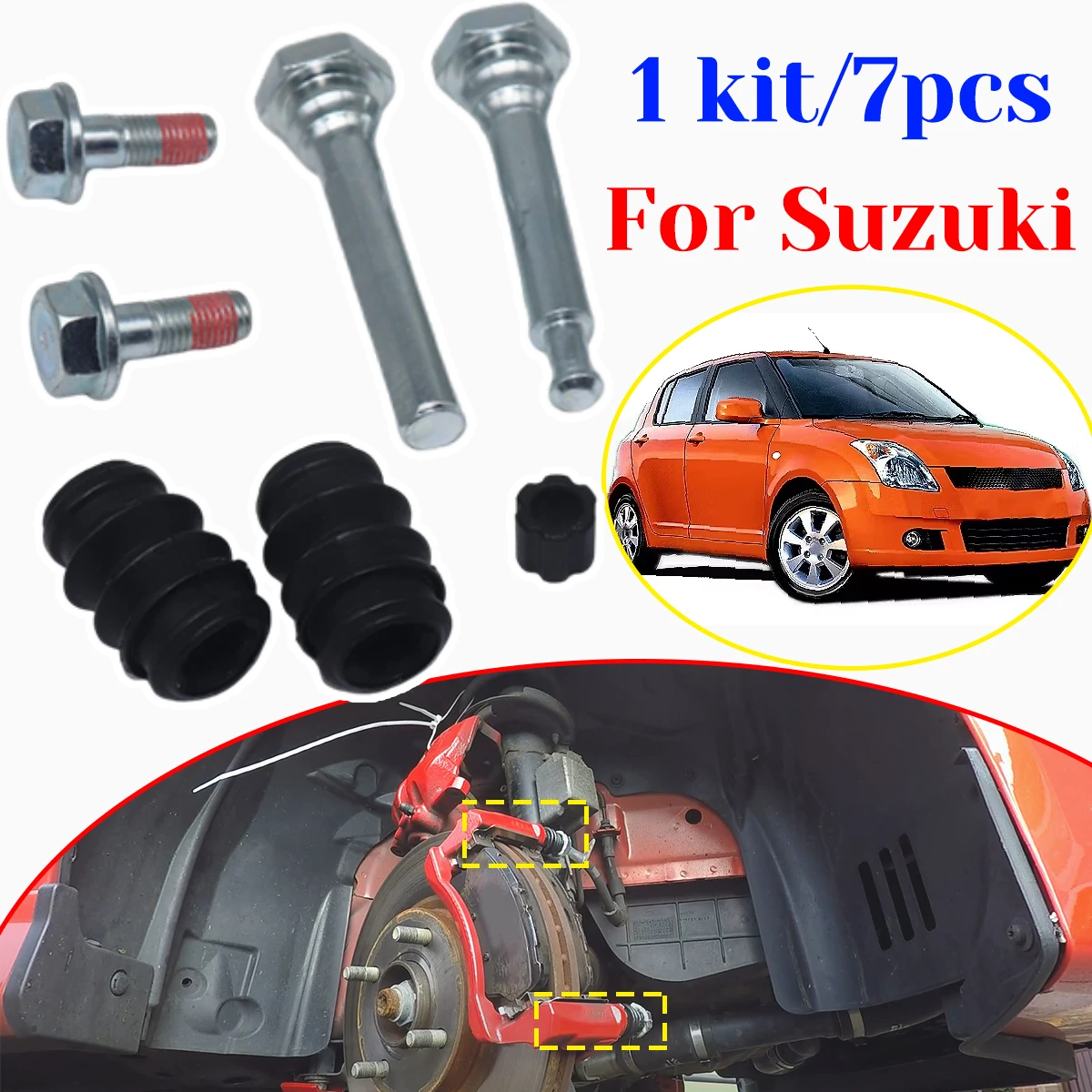 

For Suzuki Swift 2010- Front Brake Caliper Slider Guide Pin Bolt Disc Housing Bellows Sleeve Boot Replacement Parts Seal Car Kit